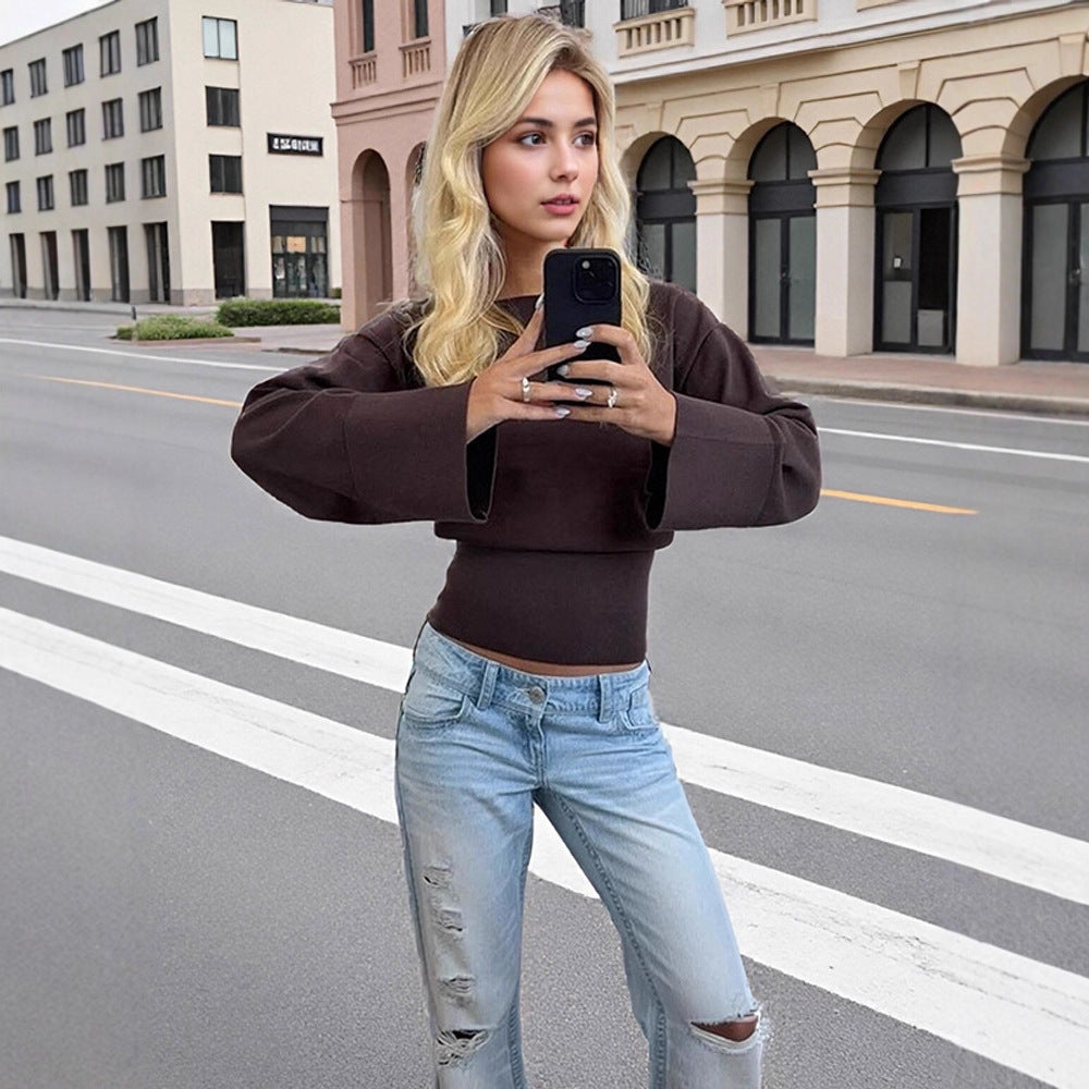 Damer cropped sweatshirt med vidt ærme Stilla