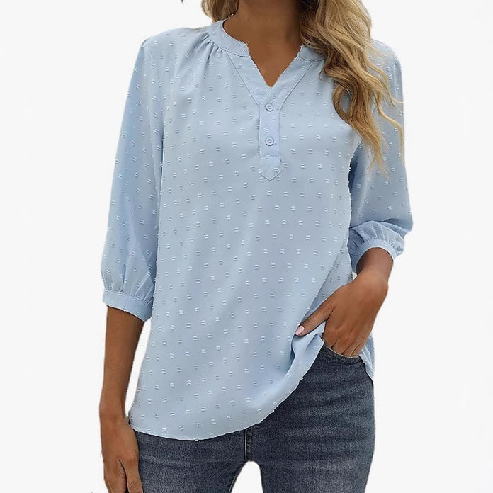 Damebluse med fin struktur og knapliste Stilla