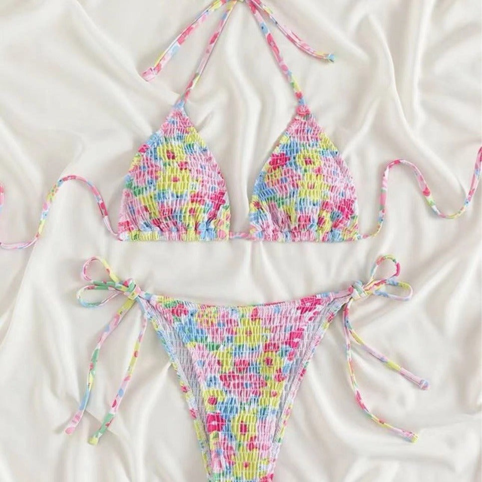 Dame Triangel-Bikini-Sæt med justerbare bindebånd og elastisk stof Stilla