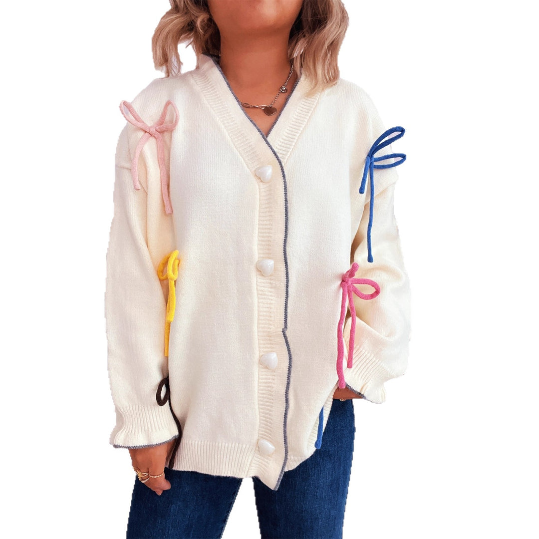 Kvinders cardigan med farverige bue accenter og oversized snit Stilla