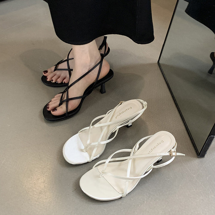 Dame Riemchen-sandaler med strukturerede stropper og behagelig blokhæl Stilla