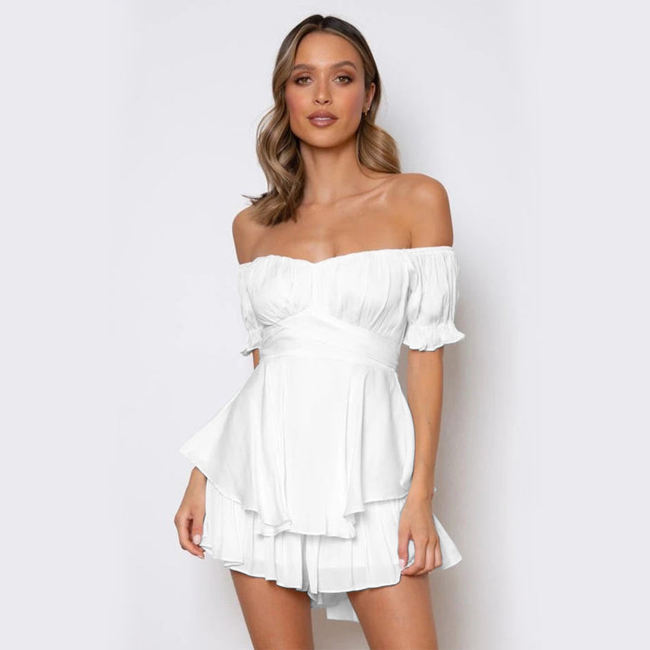 Dame Off-Shoulder Minikjole med løs pasform og bælte accenter Stilla