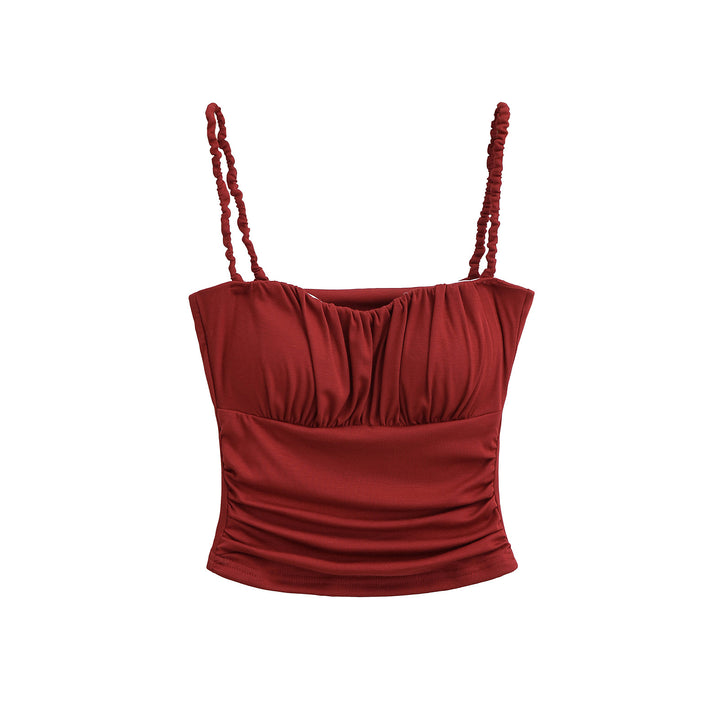 Dame Sporty Crop-Top med rynket detalje og justerbare spaghetti stropper Stilla