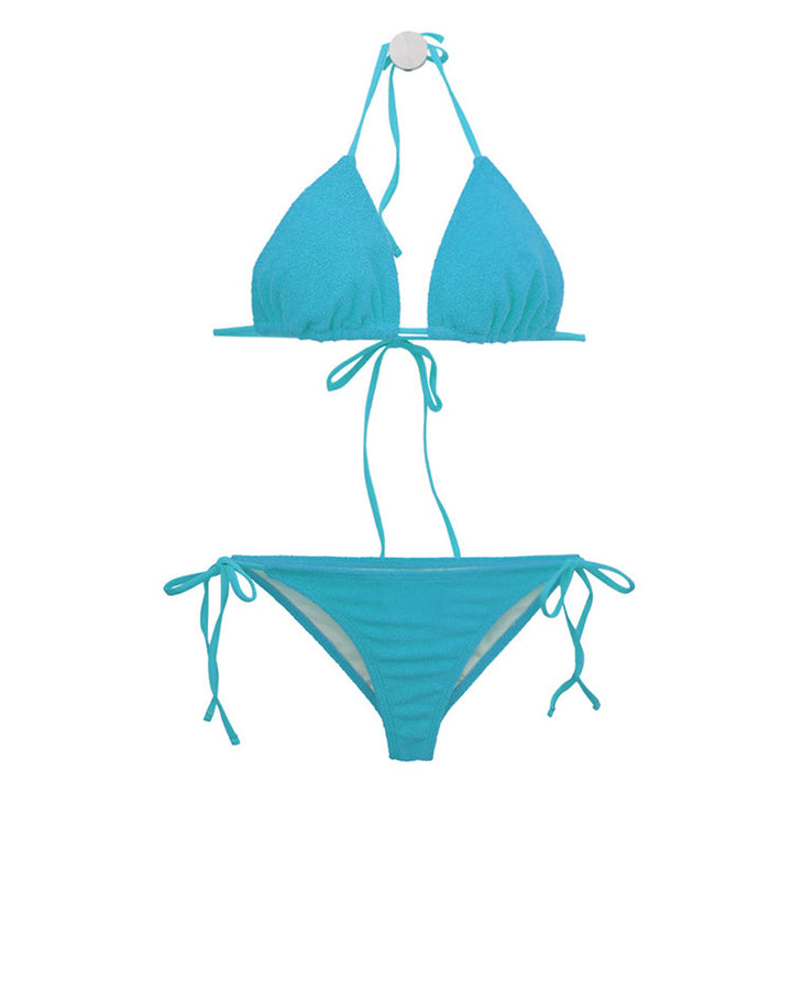 Dame Triangel-Bikini-sæt med justerbare stropper og dekorativ knude Skovae