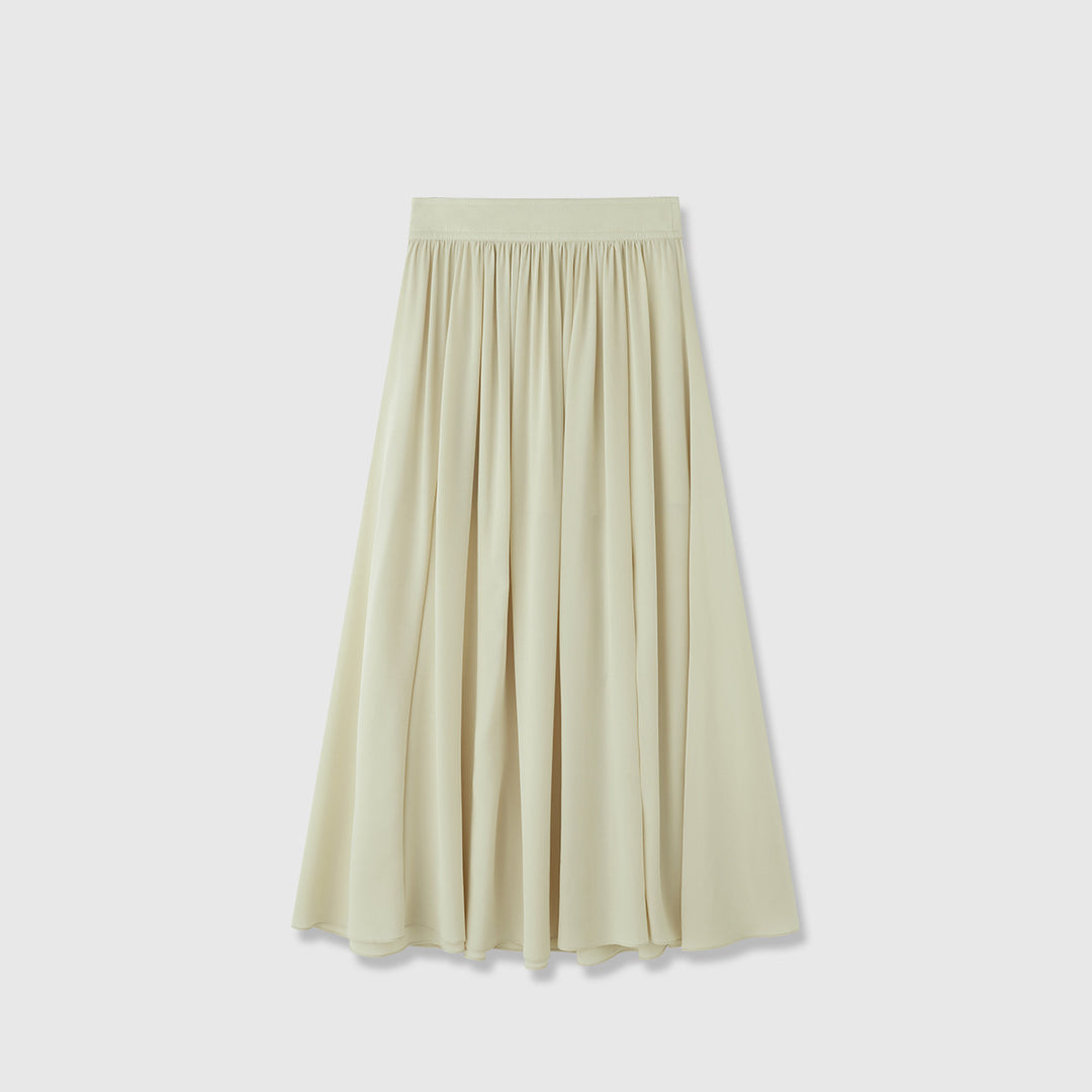 Dame flydende midi-nederdel i let chiffon med elastisk talje og elegant fald Stilla