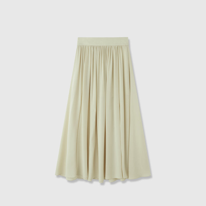 Dame flydende midi-nederdel i let chiffon med elastisk talje og elegant fald Stilla