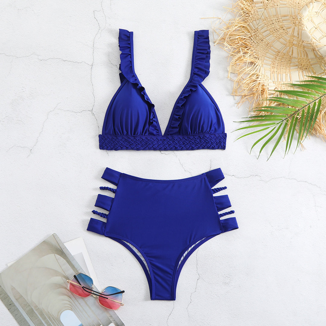 Dame bikini sæt med raffinerede ruffle detaljer og høj talje Stilla
