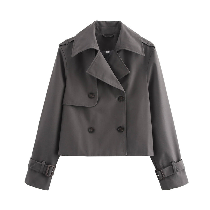 Dames fashionable cropped overgangsjakke med bred krave Stilla