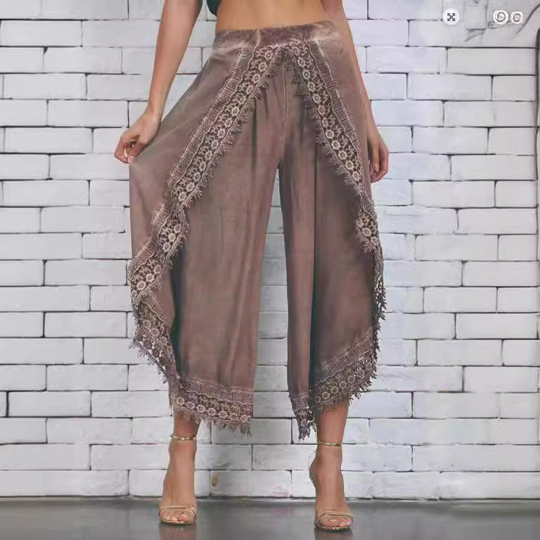 Dame elegant Culotte med detaljerede spidsaccentuer Stilla