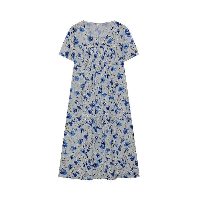 Dame blomsterkjole midi med plisseret design Stilla