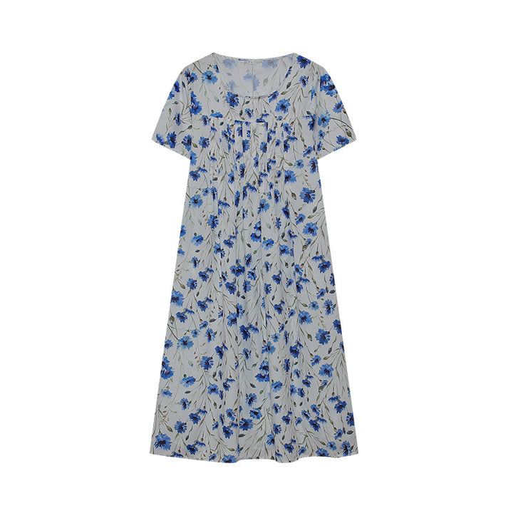Dame blomsterkjole midi med plisseret design Stilla
