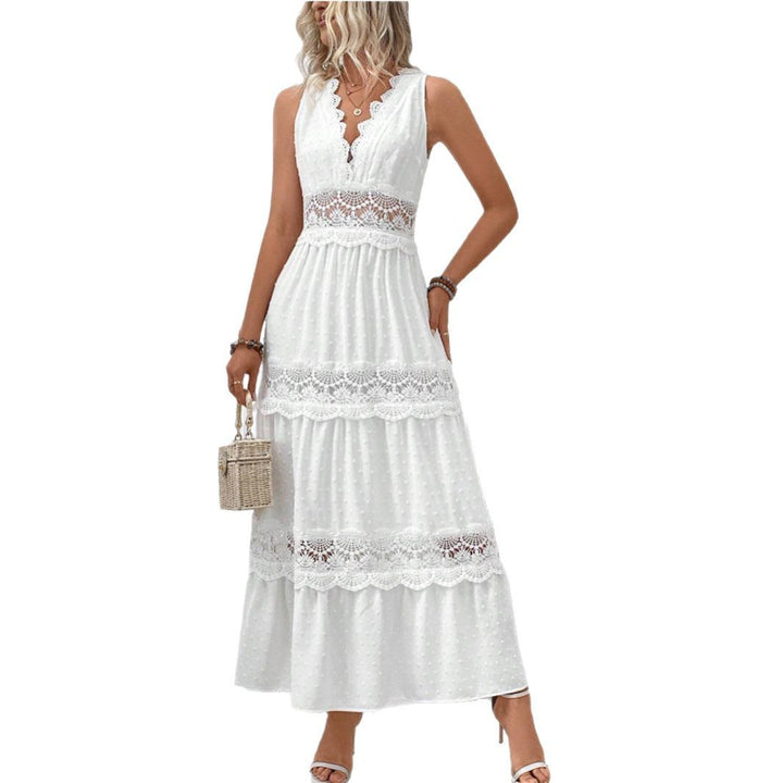 Dame Bohemian Spids-Indsats Maxi Kjole Stilla
