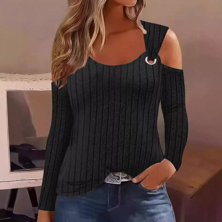 Dame Off-Shoulder top med dekorrative ribzoner og moderigtigt snit Stilla