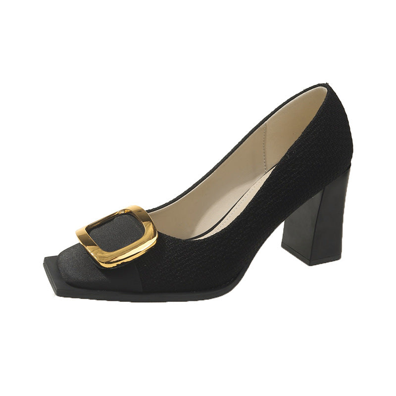 Kvinder Stilfulde Chunky Heel Peep-Toe Pumps med dekorativ spænde Stilla