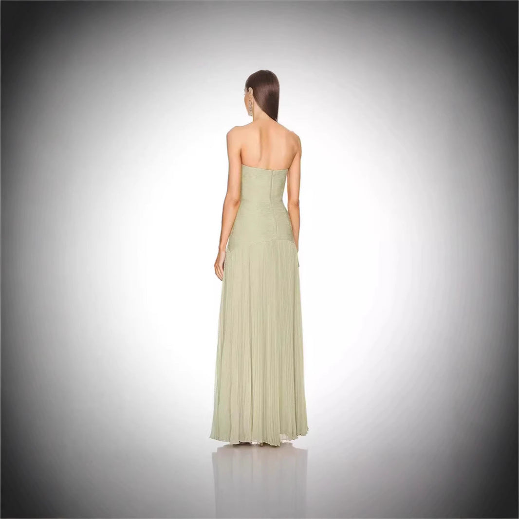 Damer Strapless Maxikjole med plisseret design og elegant snit Stilla