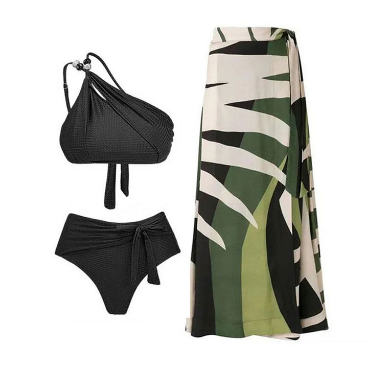 Dame Bikini-sæt med fashionable indpakningsskørt og elegant ensidig stropdesign Stilla