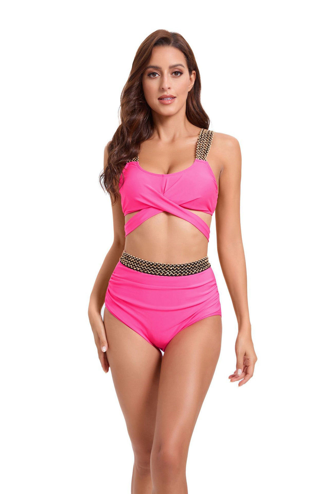 Dame High-Waist-Bikini-Sæt med moderne indpakningsdesign og elegante stropdetaljer Stilla
