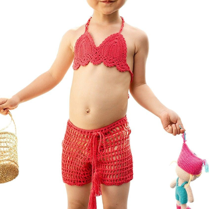 Dame Hæklet Bikini-Sæt med frynsedetalje og vendbart design Stilla