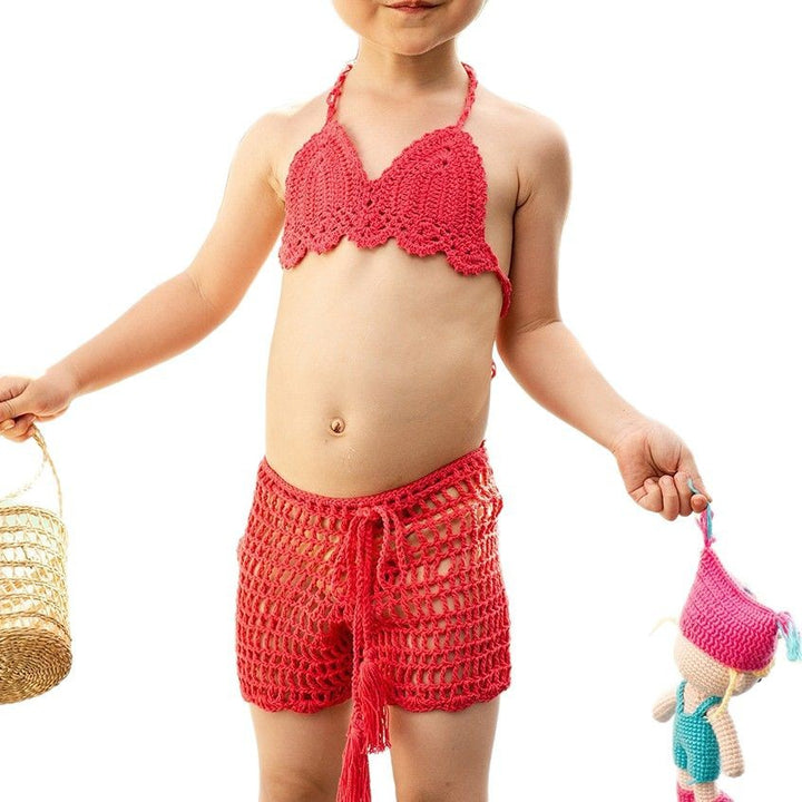 Dame Hæklet Bikini-Sæt med frynsedetalje og vendbart design Stilla