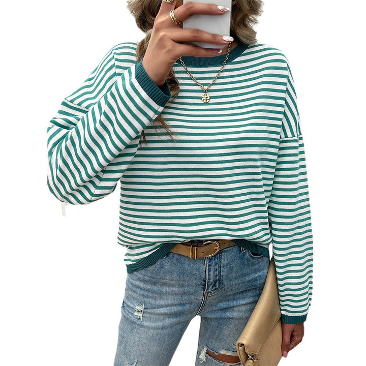 Dame Løsstrikket sweater med farverige accenter