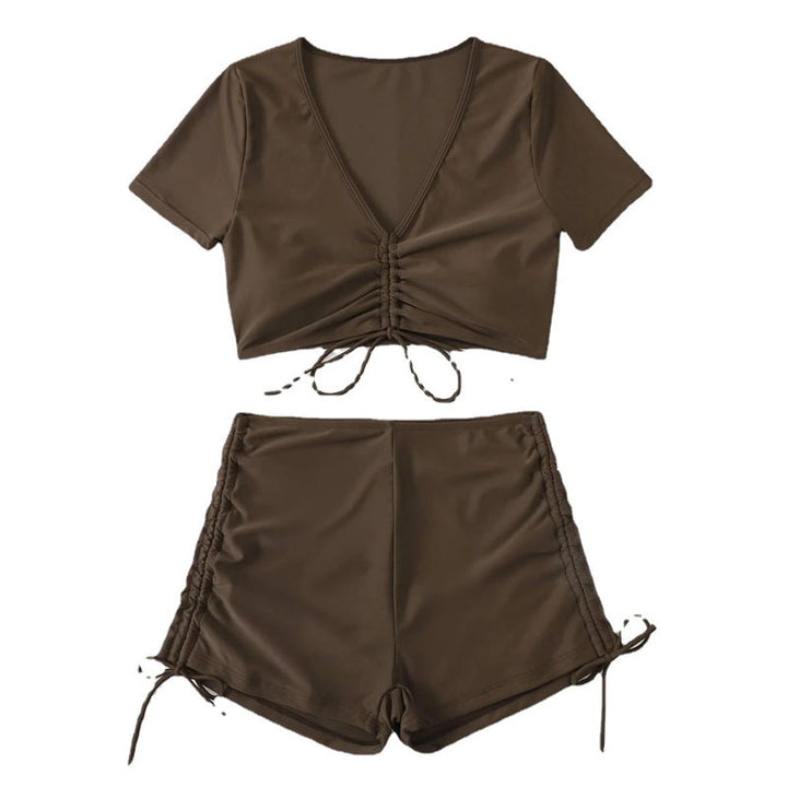 Dame cropped top med høj talje og rynkedetaljer Skovae