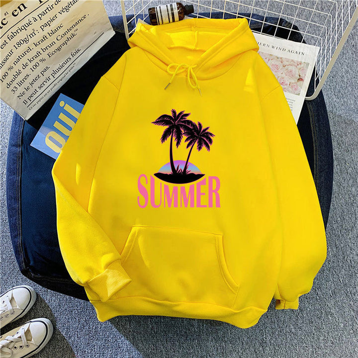 Kvinder's hoodie med sommermotiv og tropisk palmeprint Skovae