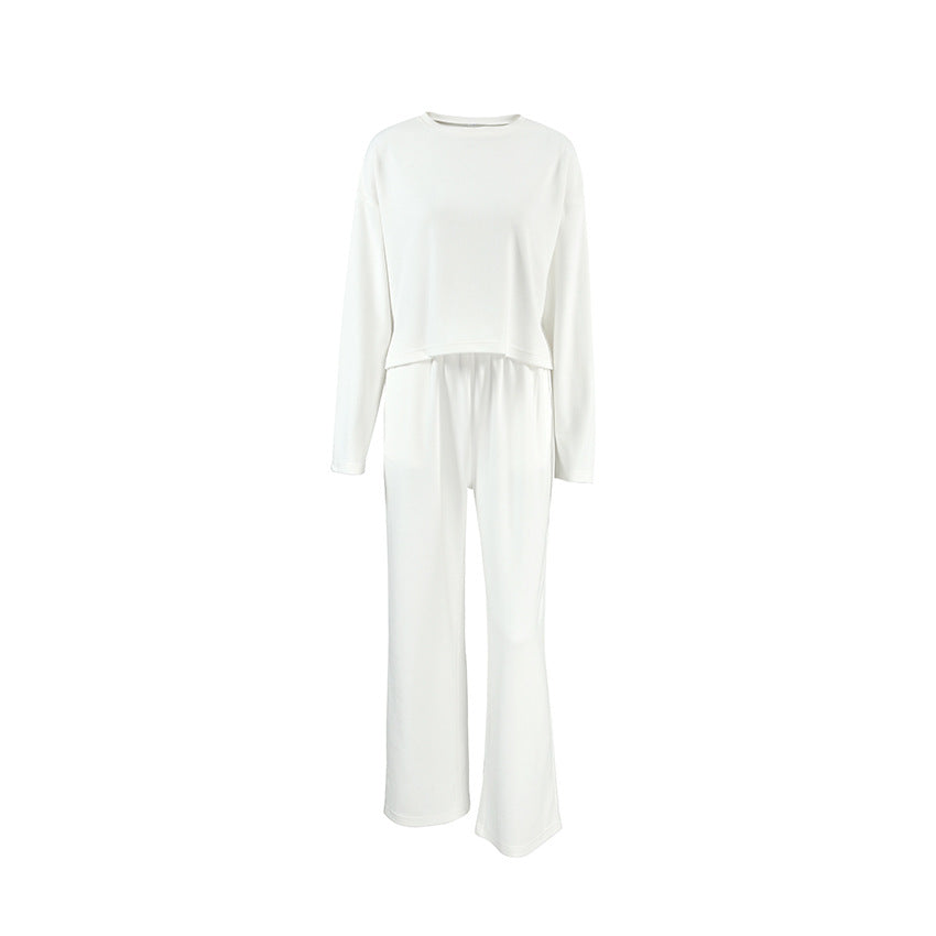 Dame afslappet pyjamas-sæt med oversized T-shirt og brede bukser Stilla
