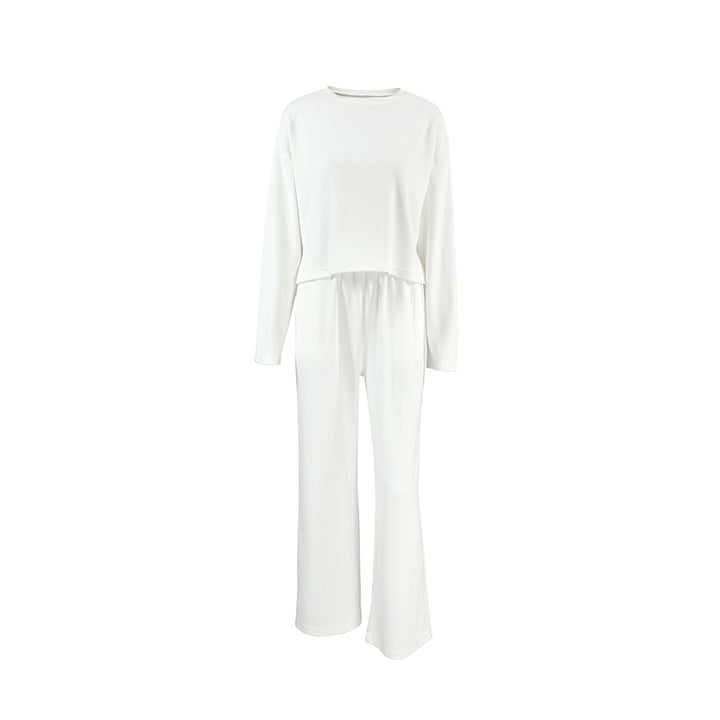 Dame afslappet pyjamas-sæt med oversized T-shirt og brede bukser Stilla