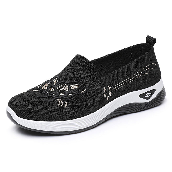 Dame Komfortable Slip-On Sneakers med floral broderi Stilla