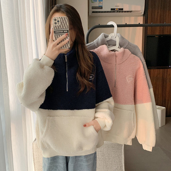 Femme Cozy Fleece Kvart-lynlås Pullover Sweatshirt Stilla