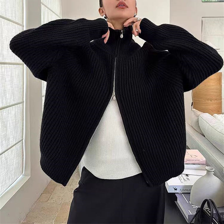 Kvinder cardigan med fastgjort lynlås og oversized snit Stilla