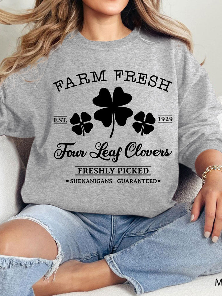 Dame fritids sweatshirts med vintage-inspireret kløvermotiv og behagelig pasform Stilla