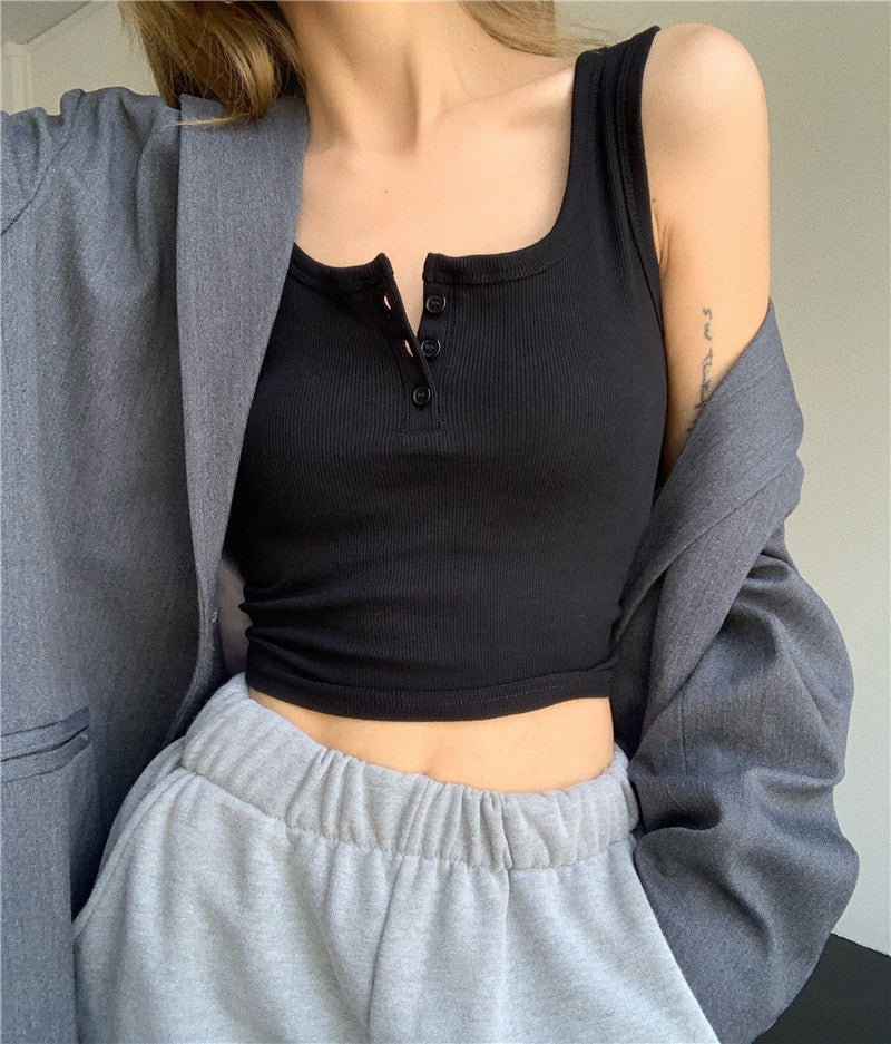 Femme Ribbede Henley Tanktop Stilla