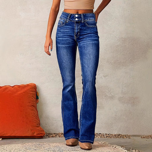 Dame Flared Jeans med høj talje og fleksibel pasform Stilla