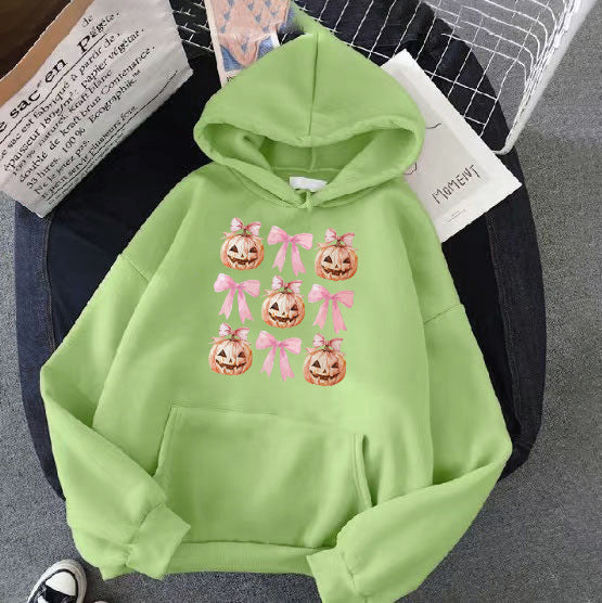 Kvinders Hoodie med Munter Græskar Design Skovae
