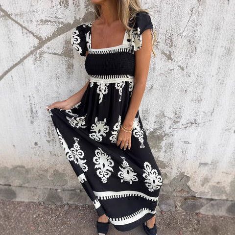 Dame Boho-Chic Firkantet Udsnit Maxikjole Stilla