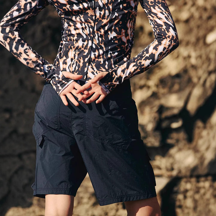 Dame sporty langærmet top i leo-design Stilla
