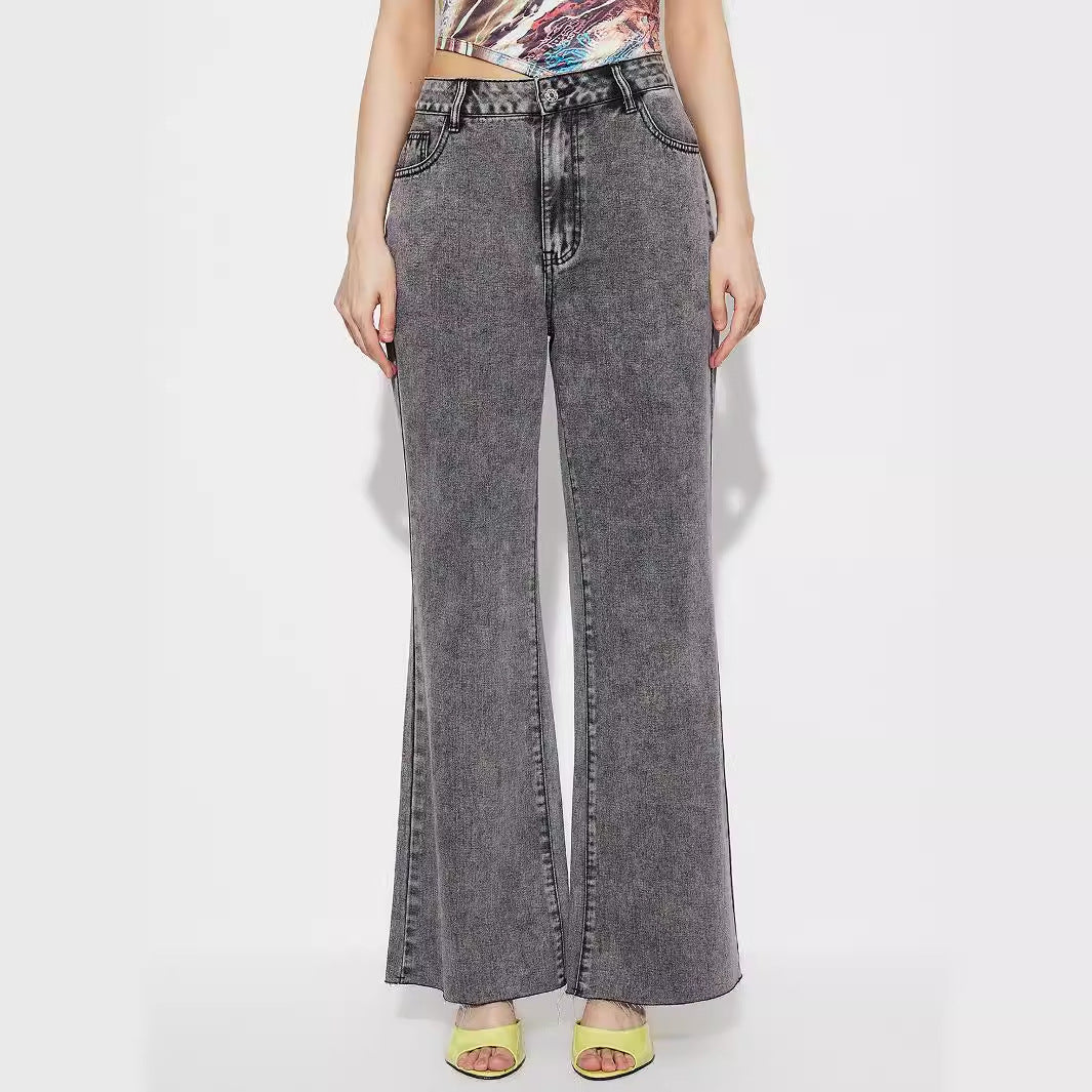 Kvinders Flared Jeans med Høj Talje og Detaljerede Sømme Stilla