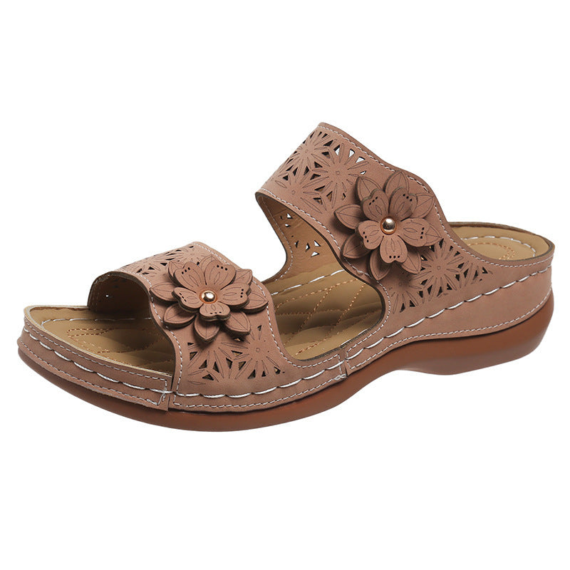 Dame sandaler med florale detaljer og ergonomisk fodseng Stilla