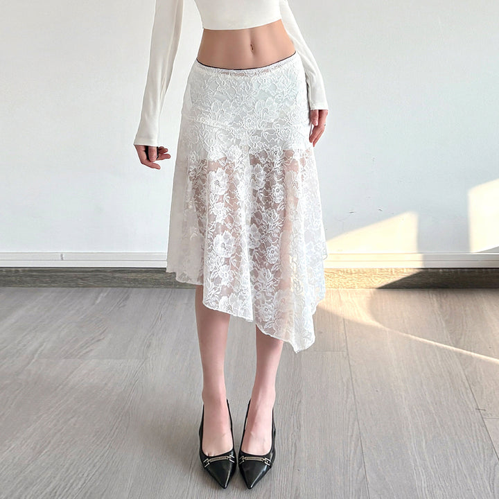 Dame elegant spidsrock med asymmetrisk snit Skovae