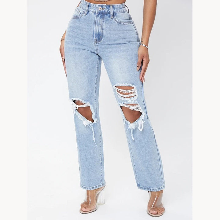 Damer Destroyed Jeans med høje indsnit Stilla