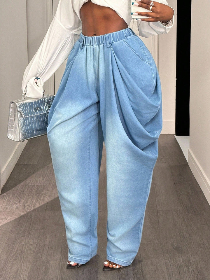 Kvinder casual baggy jeans med høj talje og praktiske sidelommer Stilla