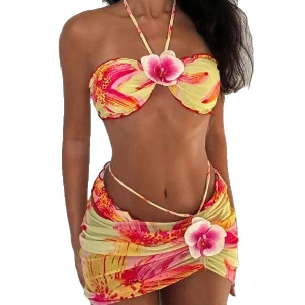 Dame Bandeau-Bikini med dekoreret nederdel Skovae