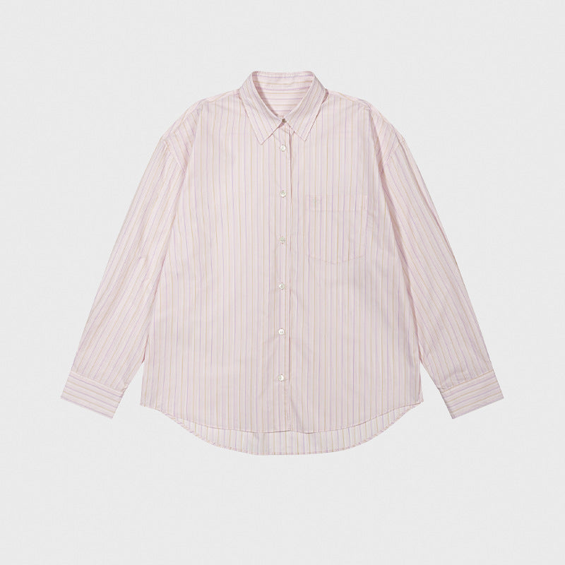 Dame oversized skjorte med fine striber og afslappet snit Stilla