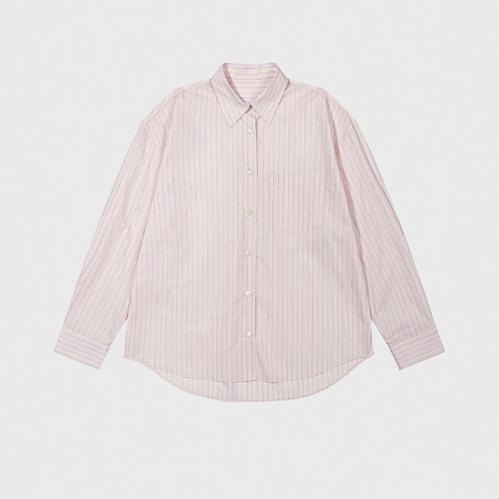 Dame oversized skjorte med fine striber og afslappet snit Stilla