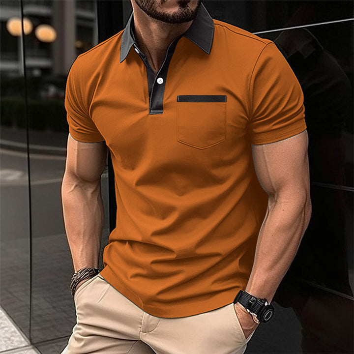 Herrer Poloshirt med moderne kontrastkrave og praktisk brystlomme Stilla