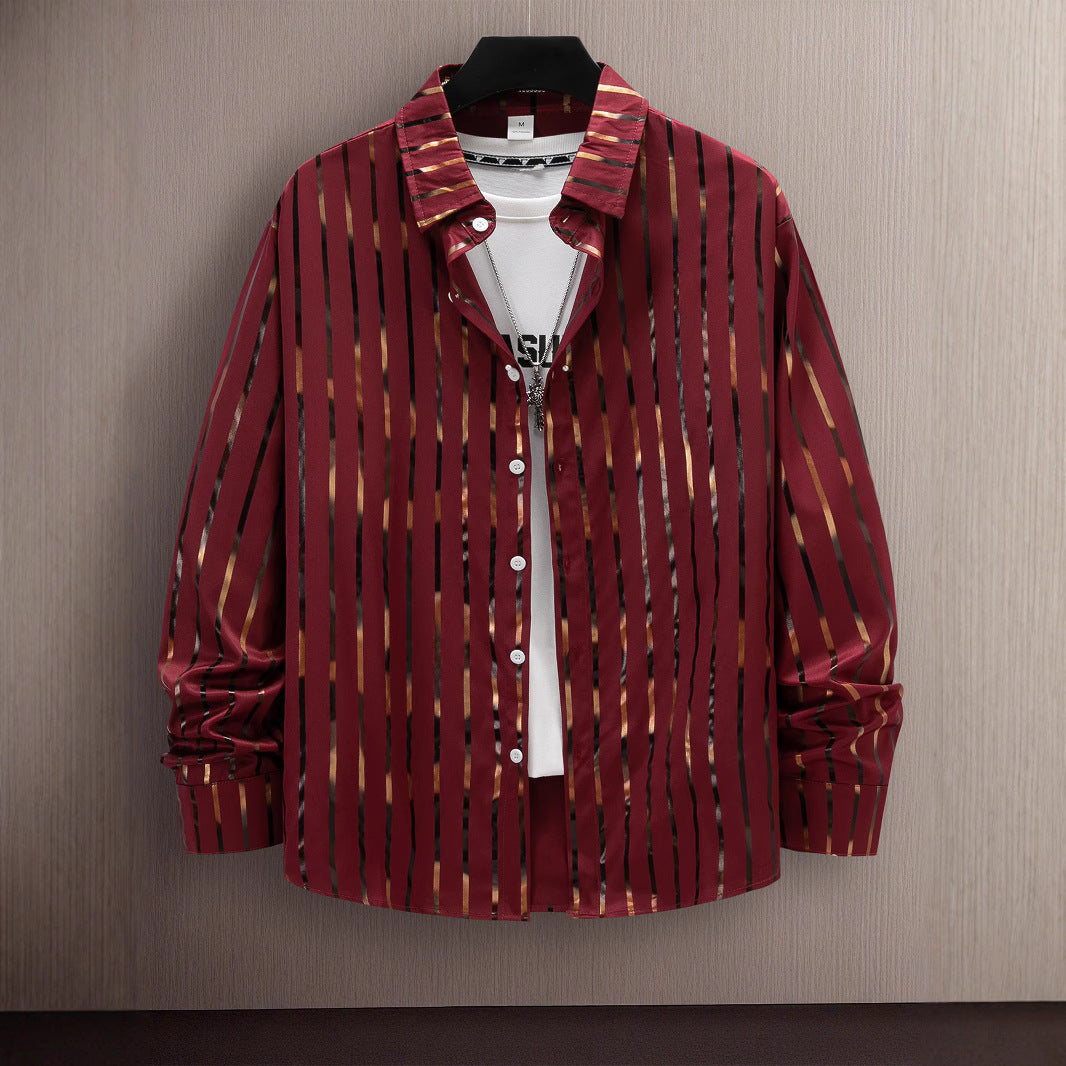 Herrer Stilfuld Slim-Fit Stribet Button-Up Skjorte Stilla