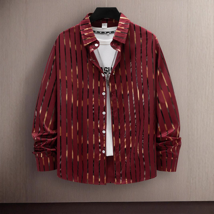 Herrer Stilfuld Slim-Fit Stribet Button-Up Skjorte Stilla