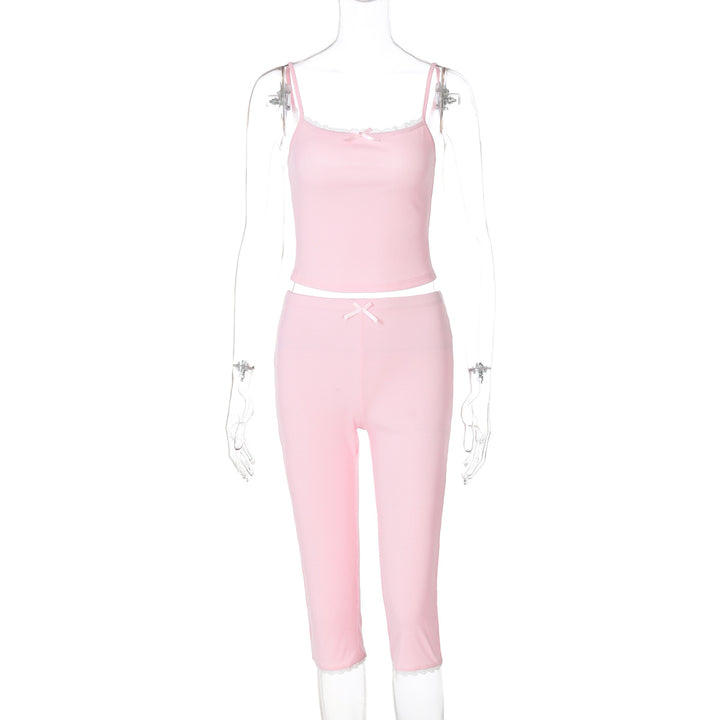 Dame Sporty Crop-Top og Capri-Bukser Sæt Skovae