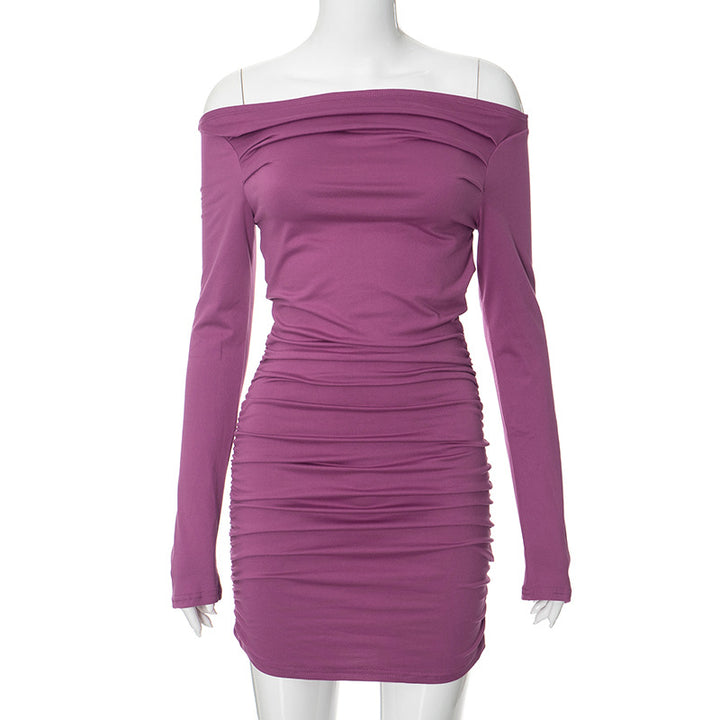 Femme Off-Shoulder Rynket Bodycon Kjole Stilla